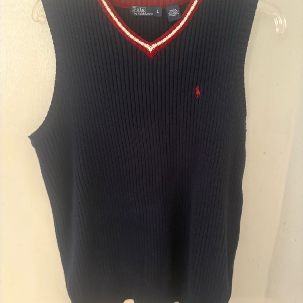 Ralph Lauren Navy Vest with Red Trim